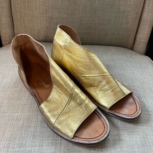 Free People Gold Leather Sandals